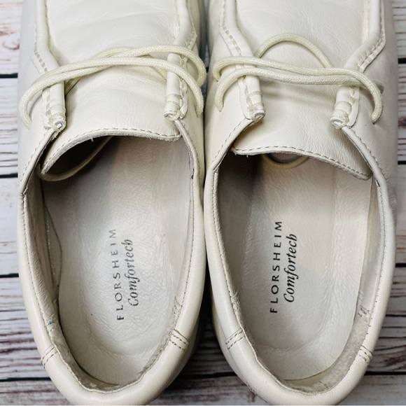 FLORSHEIM Mens Shoes Sneakers Size 9.5 Lace Up Comfortech White Leather Chukkah - Picture 7 of 10